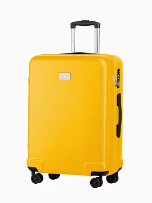 Żółta twarda walizka średnia o strukturze plastra miodu Puccini