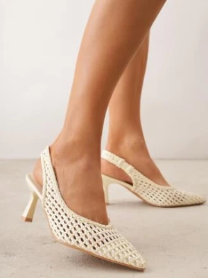 Żółte Ażurowe Czółenka z Plecionki na Szpilce z Odkrytą Piętą Akisishia marquiiz