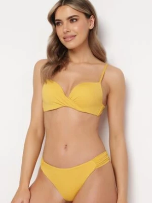 Żółte Bikini Usztywniany Biustonosz Wiązany z Tyłu z Dołem Typu Figi Samarie