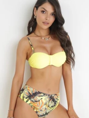 Żółte Bikini z Roślinnym Wzorem Chenos
