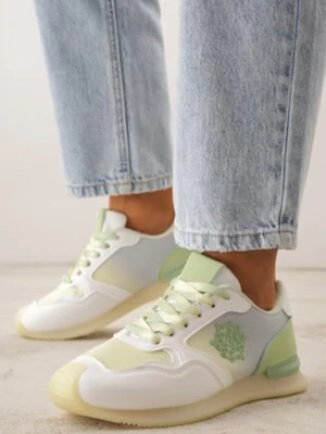 Żółte Casualowe Sneakersy z Ozdobnymi Przeszyciami Chlylee marquiiz