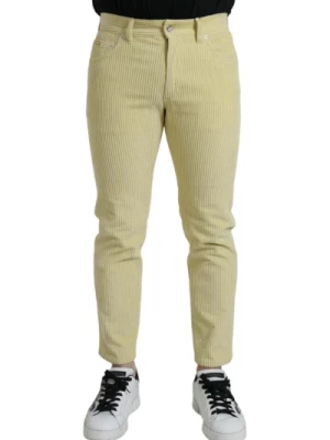 Żółte Corduroy Logo Skinny Jeans Dolce & Gabbana