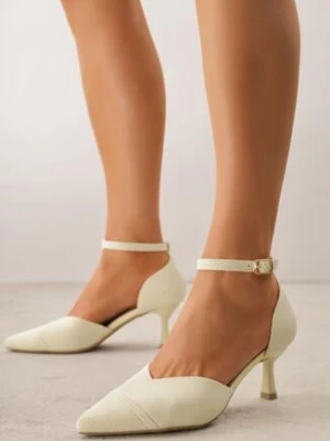 Żółte Czółenka z Tkaniny VICES na Szpilce z Paskiem Wokół Kostki i Wkładką Soft-Pillow Vhestarish