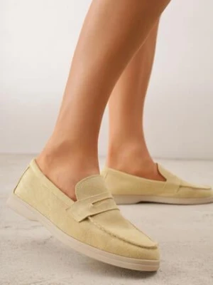 Żółte Klasyczne Mokasyny VICES z Imitacji Zamszu ze Skórzaną Wkładką Haliris
