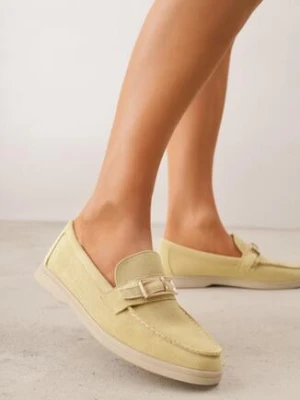 Żółte Mokasyny z Prostokątną Metaliczną Ozdobą Aeleorane joalice paris