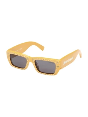 Żółte Okulary Przeciwsłoneczne z Brillantini i Palm Angels Moncler