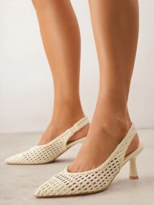 Żółte Plecione Czółenka Slingback na Szpilce z Ażurową Cholewką Hibiscae marquiiz