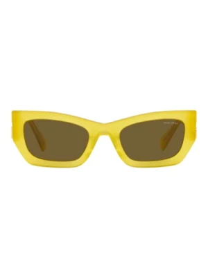 Żółte Półprzezroczyste Okulary Przeciwsłoneczne w stylu Cat-Eye Miu Miu