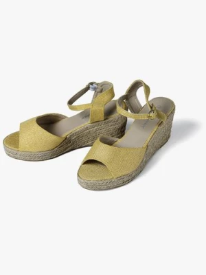 Żółte sandały damskie na koturnie TOPWAY