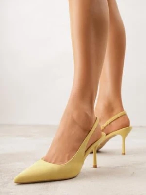 Żółte Sandały na Szpilce z Imitacji Zamszu z Noskiem w Szpic Fyrlenne