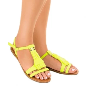 Żółte sandały płaskie z klamerką WL137-1 Inna marka