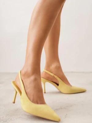 Żółte Sandały Slingback na Szpilce z Imitacji Zamszu Carilona