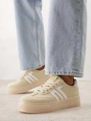 Żółte Sneakersy Kultowe Tenisówki na Platformie Hlalna seastar