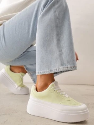 Żółte Sneakersy VICES na Platformie z Ozdobnym Noskiem Attis