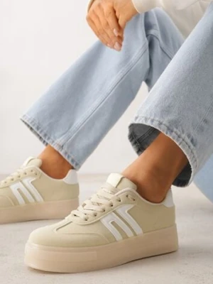 Żółte Sneakersy w Stylu Klasycznych Tenisówek na Grubej Podeszwie Yenoinne seastar