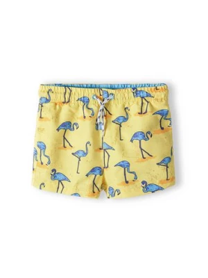 Żółte szorty kąpielowe dla chłopca- flamingi Minoti