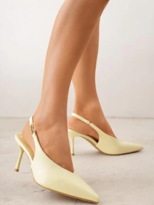 Żółte Szpilki VICES z Odkrytą Piętą i Wycięciem w Kształcie Litery V Natinawe