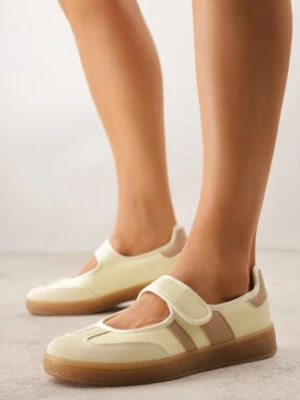 Żółte Tenisówki w Stylu Balerinek z Zapięciem na Rzep Talwan