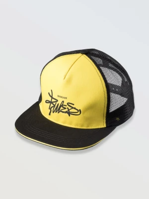 Żółto-czarna czapka z daszkiem z czarnym nadrukiem z przodu Reporter