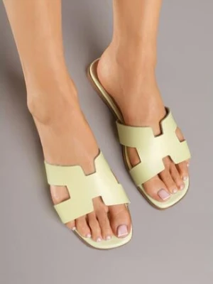Żółto-Zielone Klapki Vices z Geometryczną Cholewką Arlemia