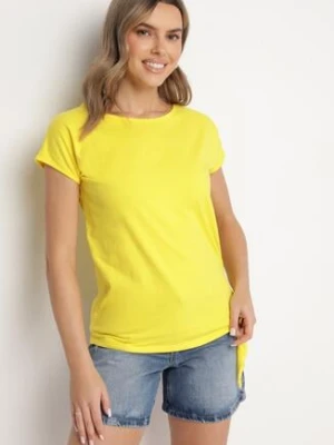 Żółty Bawełniany T-shirt z Wiązaniem Falmio glo-story
