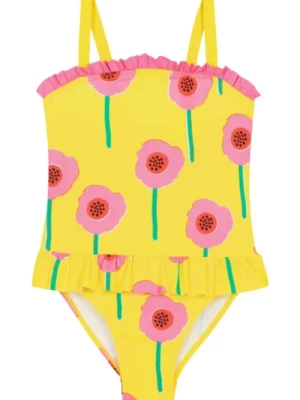Żółty Kostium Kąpielowy dla Dzieci z Kwiatowym Wzorem i Falbankami Stella McCartney