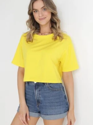 Żółty Krótki T-shirt Oversize Lilu glo-story