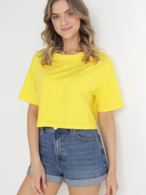 Żółty Krótki T-shirt Oversize Lilu Glo-story
