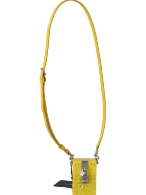 Żółty Krystaliczny Etui na Papierosy z Krzyżem z Pleksiglasu Dolce & Gabbana