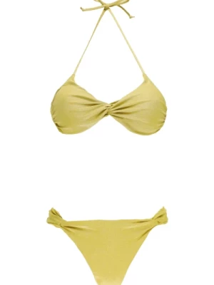 Żółty Sea Lurex Bikini Top Slip Fisico