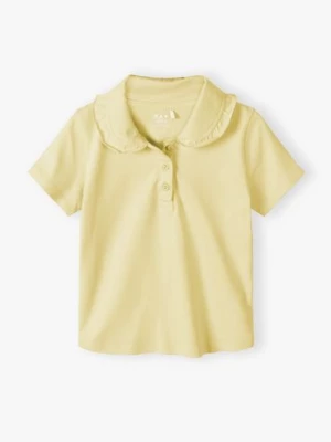 Żółty t-shirt dziewczęcy z kołnierzykiem - Limited Edition