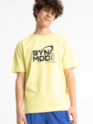 T-shirt chłopięcy loose szeroki z grafiką z przodu Reporter