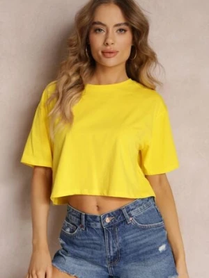 Żółty T-shirt o Fasonie Cropped Oversize Brighta