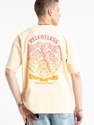 Żółty t-shirt z autorską grafiką z tyłu Reporter