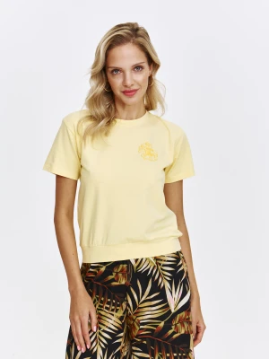 Żółty t-shirt z subtelnym nadrukiem