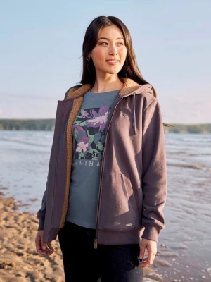 Zuri - damska bluza z kapturem z bawełny - Navy Animal