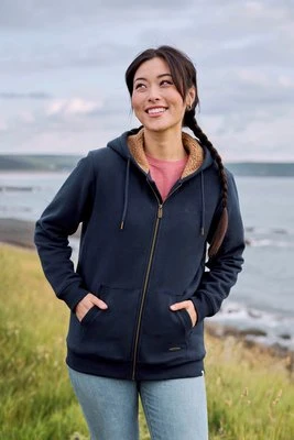 Zuri - damska bluza z kapturem z bawełny - Navy Animal