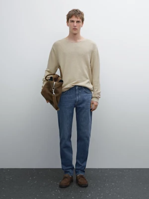 Jeansy O Zwężanym Kroju - Indygo - - Massimo Dutti - Mężczyzna