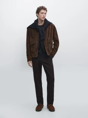 Zwężane Spodnie O Drobnej Fakturze - Granatowy - - Massimo Dutti - Mężczyzna