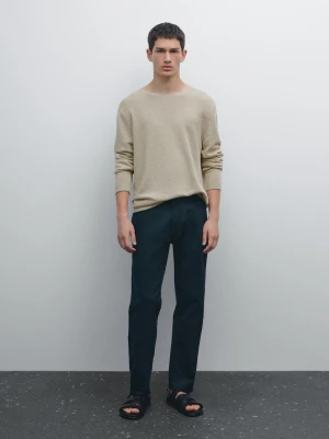 Zwężane Spodnie Z Denimu Z Mieszanki Bawełny - Granatowy - - Massimo Dutti - Mężczyzna