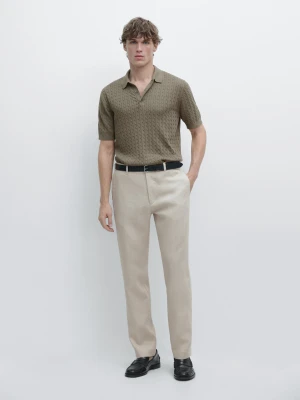 Zwężane Spodnie Z Lnu - Beżowy - - Massimo Dutti - Mężczyzna