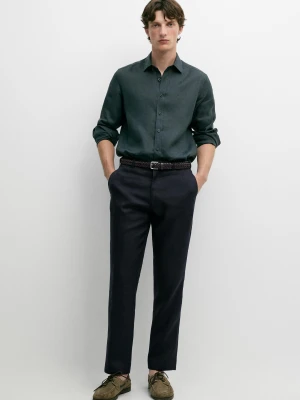Zwężane Spodnie Z Lnu - Granatowy - Massimo Dutti - Male