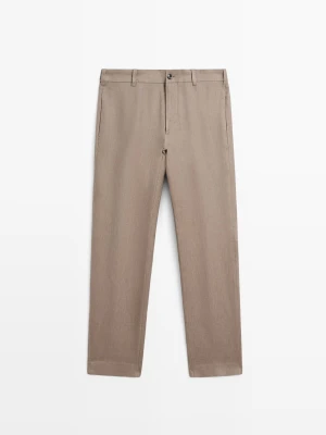 Zwężane Spodnie Z Lnu - Norkowy - - Massimo Dutti - Mężczyzna