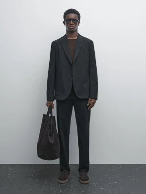 Zwężane Spodnie Z Mieszanki Bawełny - Granatowy - - Massimo Dutti - Male