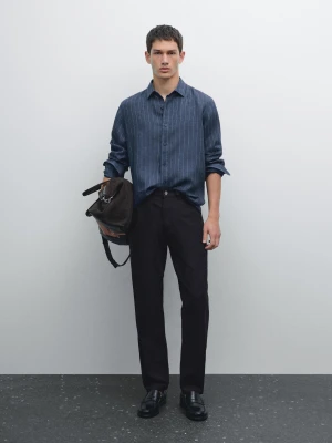 Zwężane Spodnie Z Mieszanki Bawełny - Granatowy - - Massimo Dutti - Mężczyzna