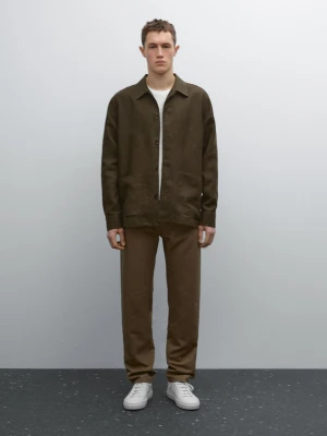 Zwężane Spodnie Z Mieszanki Bawełny - Khaki - - Massimo Dutti - Mężczyzna
