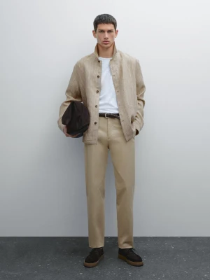 Zwężane Spodnie Z Mieszanki Bawełny - Piaskowy - - Massimo Dutti - Mężczyzna