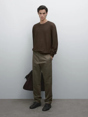 Zwężane Spodnie Z Mieszanki Bawełny - Zielony - - Massimo Dutti - Mężczyzna