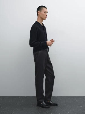 Zwężane Spodnie Ze 100% Lnu - Granatowy - - Massimo Dutti - Mężczyzna