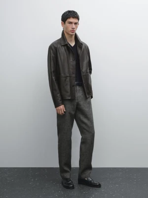 Zwężane Spodnie Ze 100% Lnu - Szary - - Massimo Dutti - Mężczyzna
